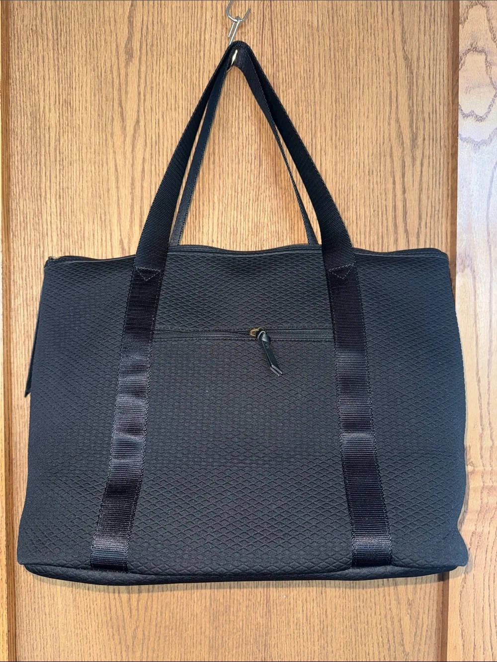 Elliott Lucca Black Textured Tote with Key Charm
